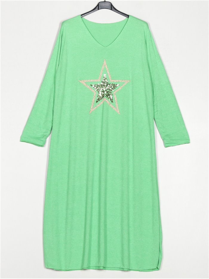 Star maxi knit dress verde