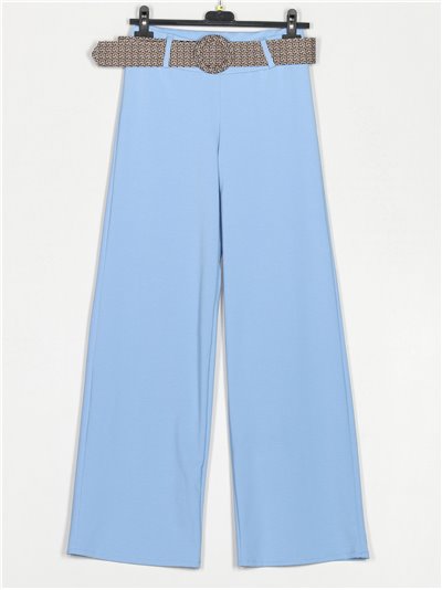Belted straight leg trousers azul