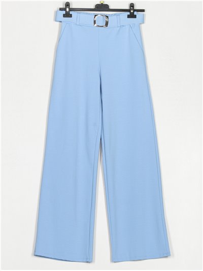 Belted straight leg trousers azul