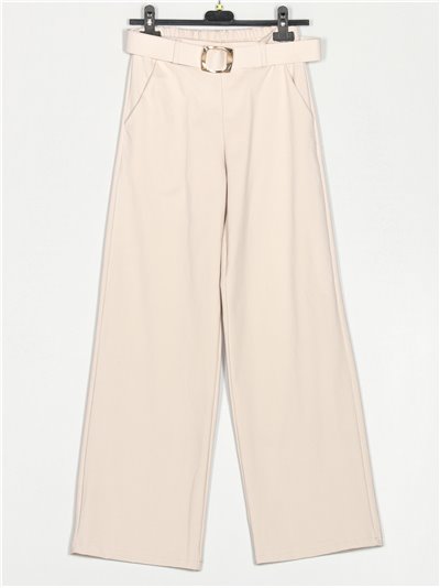 Belted straight leg trousers beis