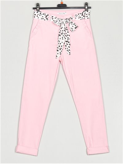 Ruffled elastic trousers rosa