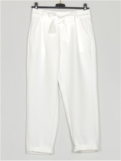 Trousers with bows blanco
