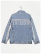 Oversized denim jacket with rhinestone azul (S-M-L)
