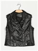 Faux leather biker waistcoat black (S-XL)