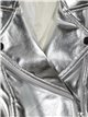 Metallic thread faux leather biker jacket silver (S-XL)