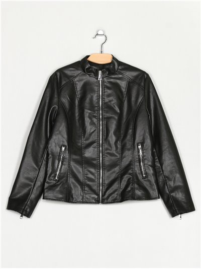 Faux leather jacket black (40-48)