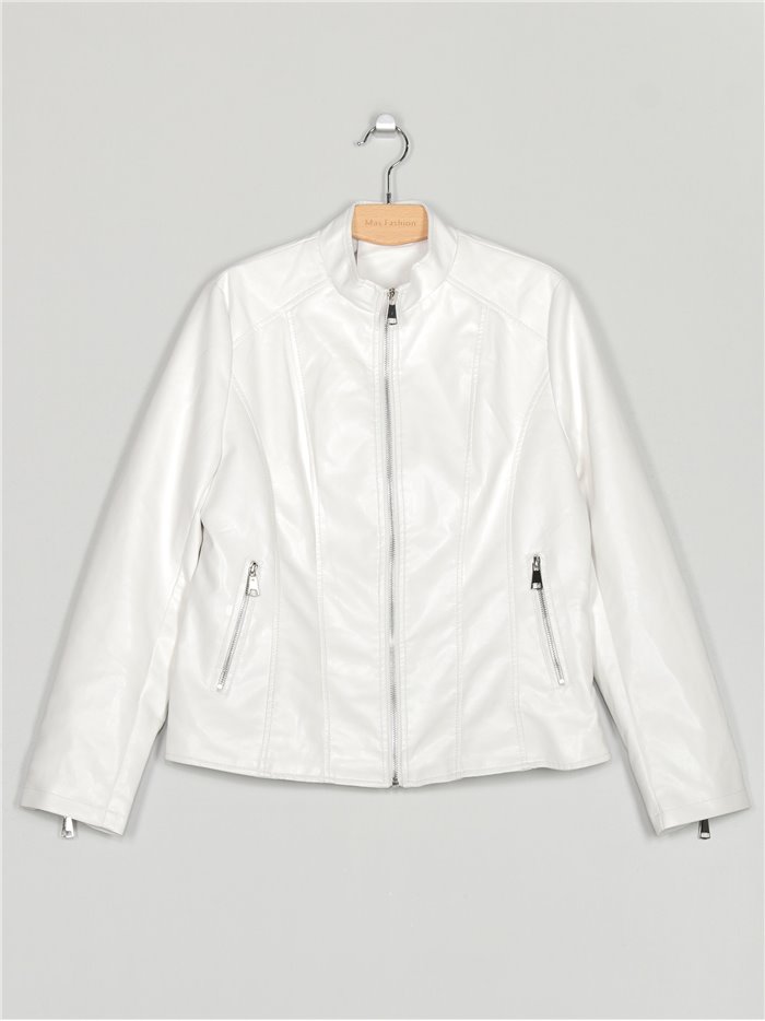 Faux leather jacket white (40-48)