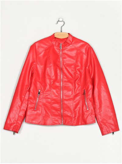Faux leather jacket red (40-48)