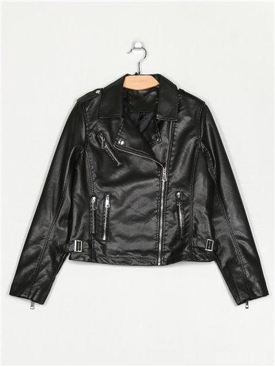 Faux leather biker jacket black (M-XXL)