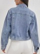 Denim jacket with rhinestone azul (S-XL)