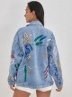 Oversized slogan denim jacket azul (S-M-L)
