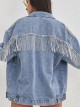 Oversized denim jacket with rhinestone azul (S-M-L)