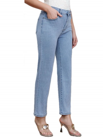 Jeans básico talla grande tiro alto azul (40-52)