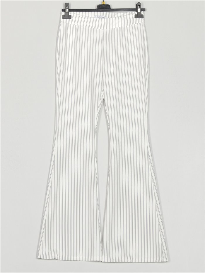 Striped flare trousers blanco