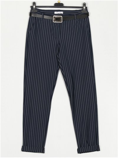 Striped trousers with belt marino