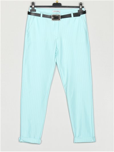 Striped trousers with belt aguamarina
