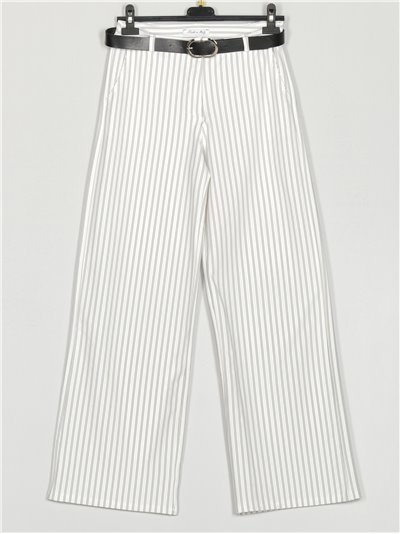 Striped straight leg trousers blanco