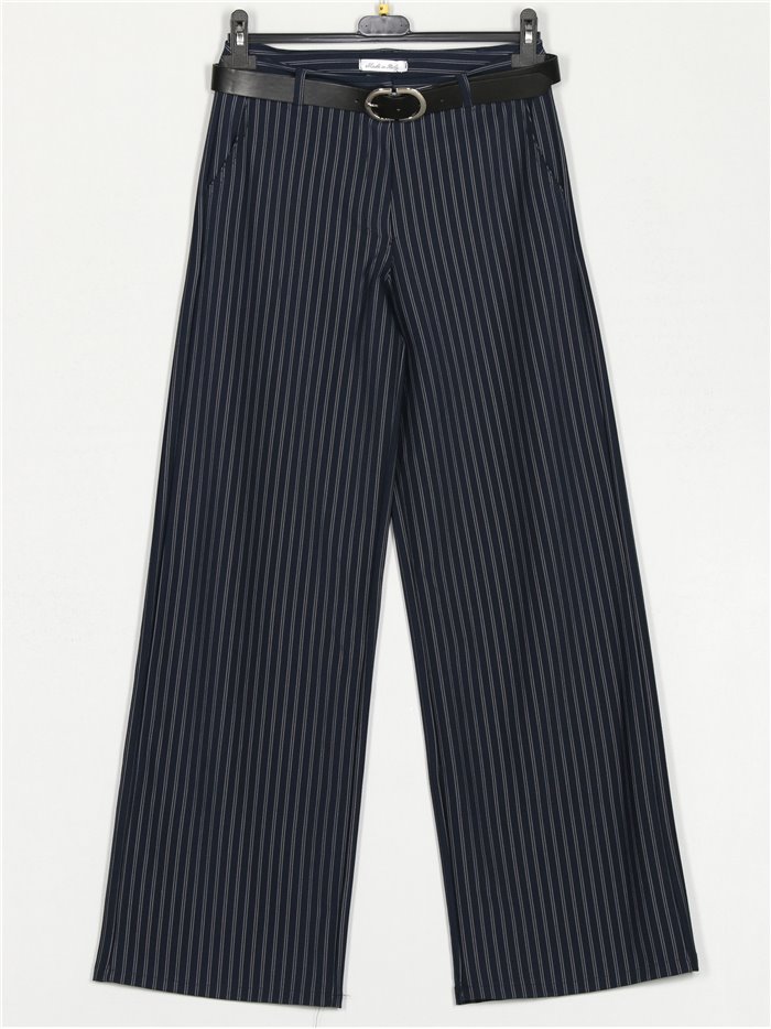 Striped straight leg trousers marino