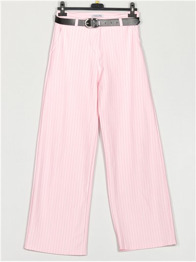 Pantalón recto rayas rosa