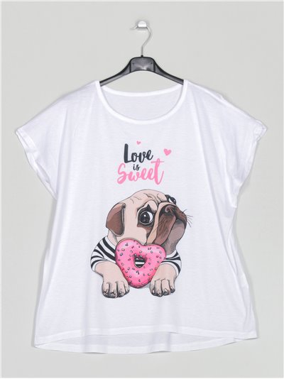 Camiseta amplia estampada perro
