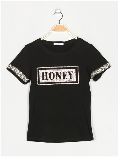 Honey t-shirt with sequins negro