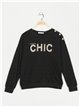 Embroidered sweatshirts with sequins negro