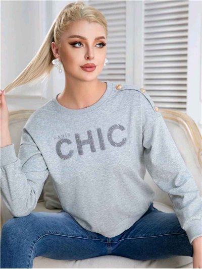 Embroidered sweatshirts with sequins gris