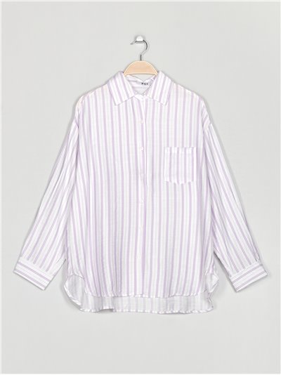 Oversized striped shirt lila