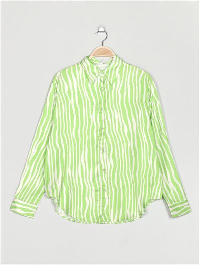 Zebra print satin shirt verde