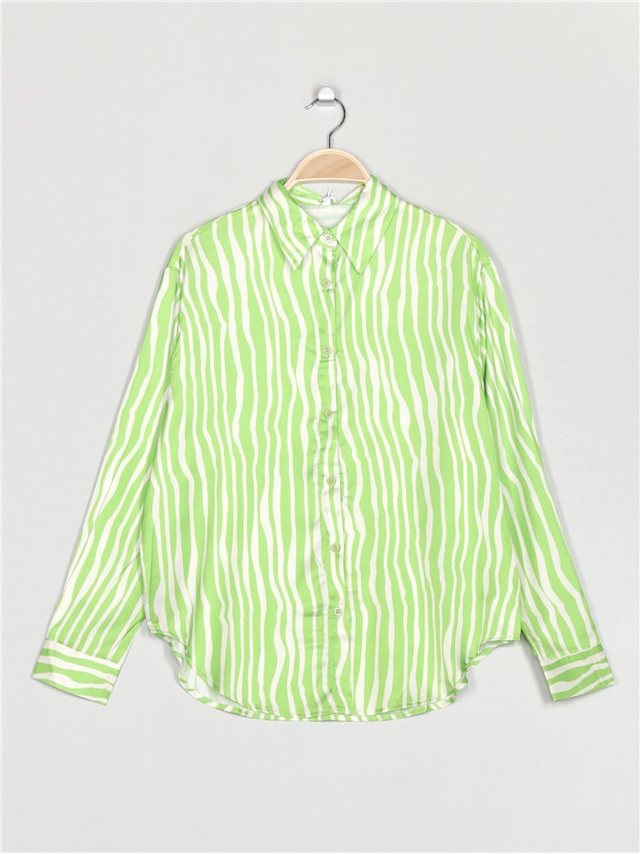 Camisa satinada cebra verde