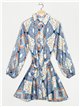 Printed satin shirt dress azul