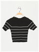 Striped knit top + skirt 2 sets negro