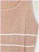 Striped knit top + skirt 2 sets camel