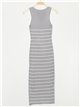 Striped knit dress gris