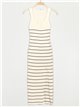 Striped knit dress beis