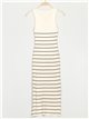 Striped knit dress beis
