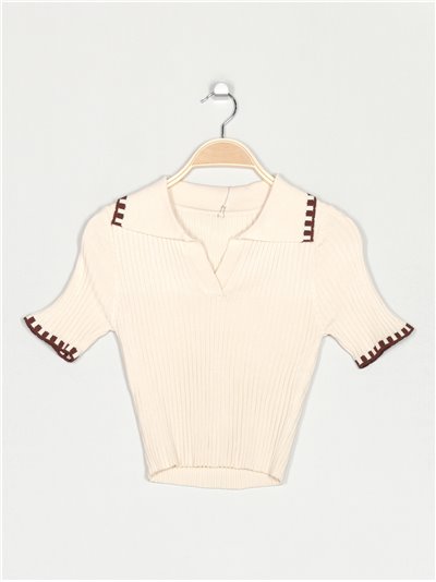 Contrast sweater beis