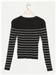 Striped sweater with metallic detail negro