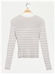 Striped sweater with metallic detail gris