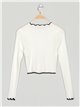 Contrast waves knit top blanco