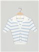Striped sweater blanco-celeste