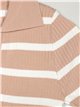 Striped sweater camel-blanco