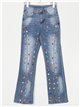 Jeans rectos pedrería azul (XS-S-M-L)