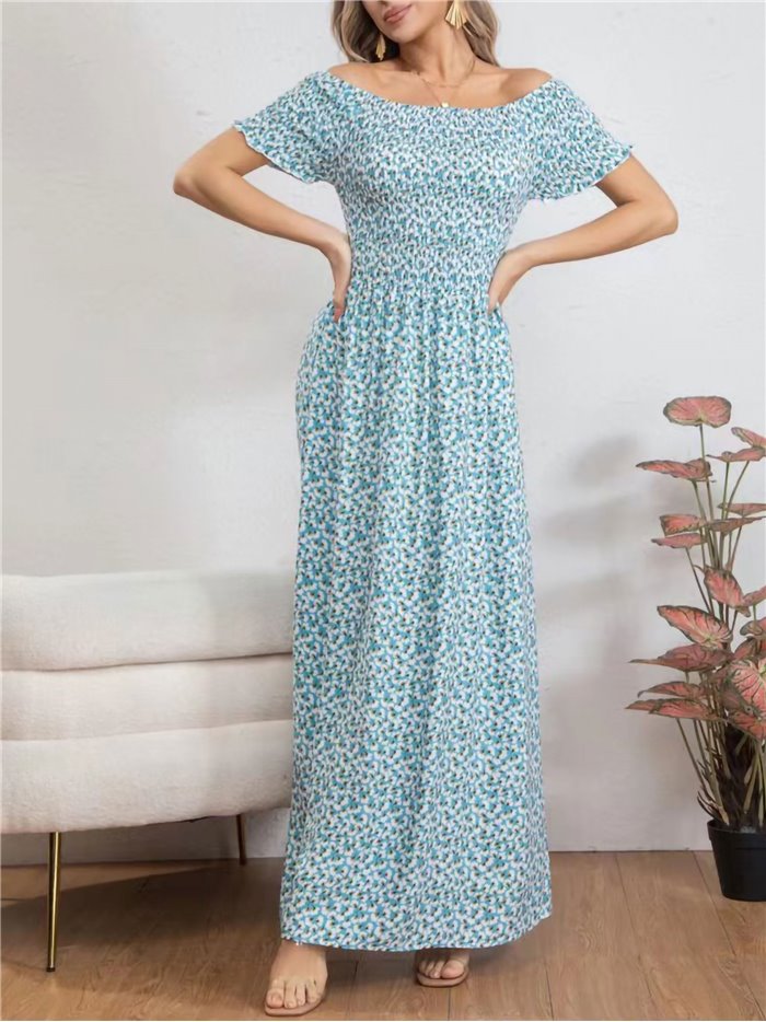 Gathered maxi printed dress (M/L-XL/XXL)