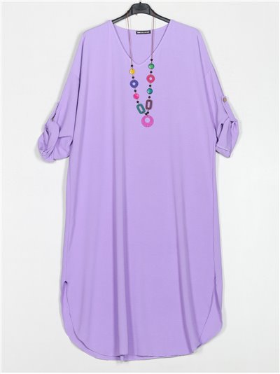 Plus size V-neck dress lila