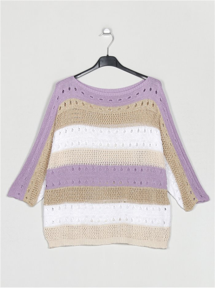 Striped sweater lila