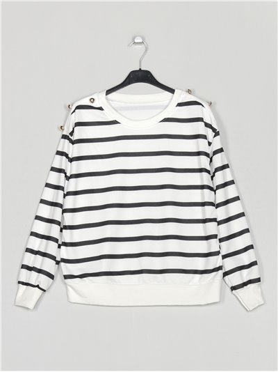 Striped sweatshirts with buttons negro