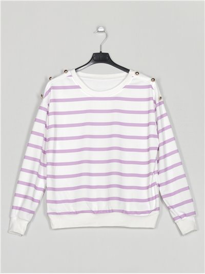 Striped sweatshirts with buttons lila