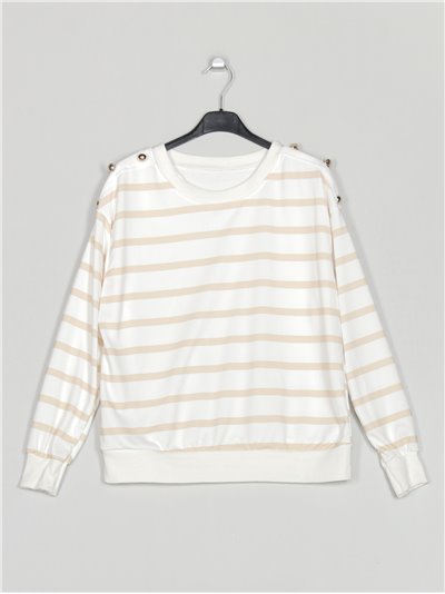Striped sweatshirts with buttons beis