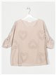 Embroidered heart blouse beis